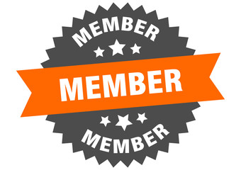 member sign. member orange-black circular band label