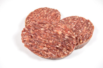 chopped beef steak on a white background