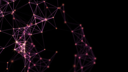 Abstract motion of purple lines on a dark screen