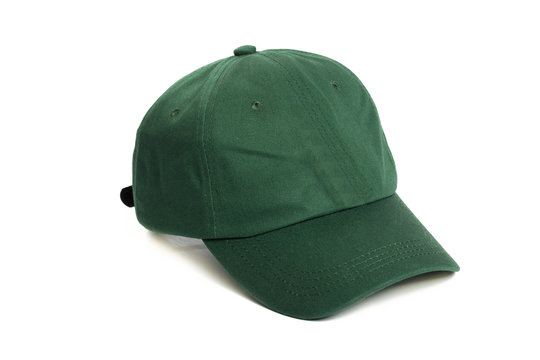 green baseball cap or Working peaked cap. Isolated on a white background.
