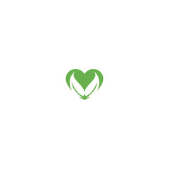 Heart Leaf Logo Design Vector Template .