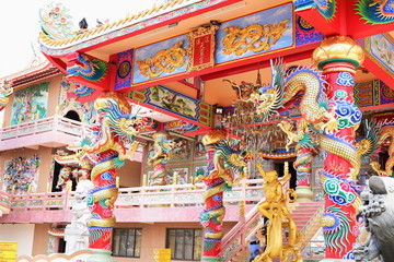 Chinese style. Is a tourist attraction for tourists to pay homage to Chinese gods in Chonburi, Thailand	
