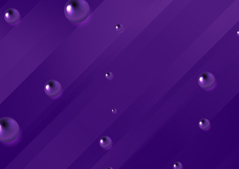 Minimal vector graphic design with violet stripes and circle beads. Geometric glossy 3d spheres. Abstract corporate tech background