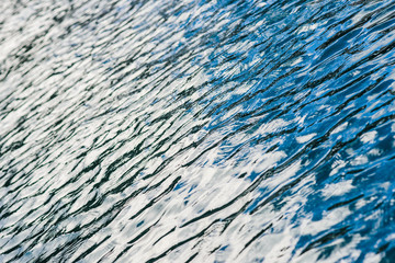 Background texture shot of dark blue water ripple