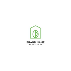 green house logo vector green home stock vector