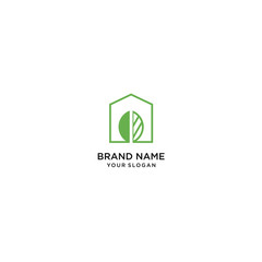 green house logo vector green home stock vector