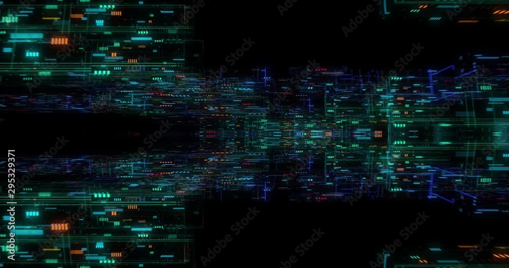 Poster big data visualization with digital grid motion. analysis of information, cloud computing, internet 