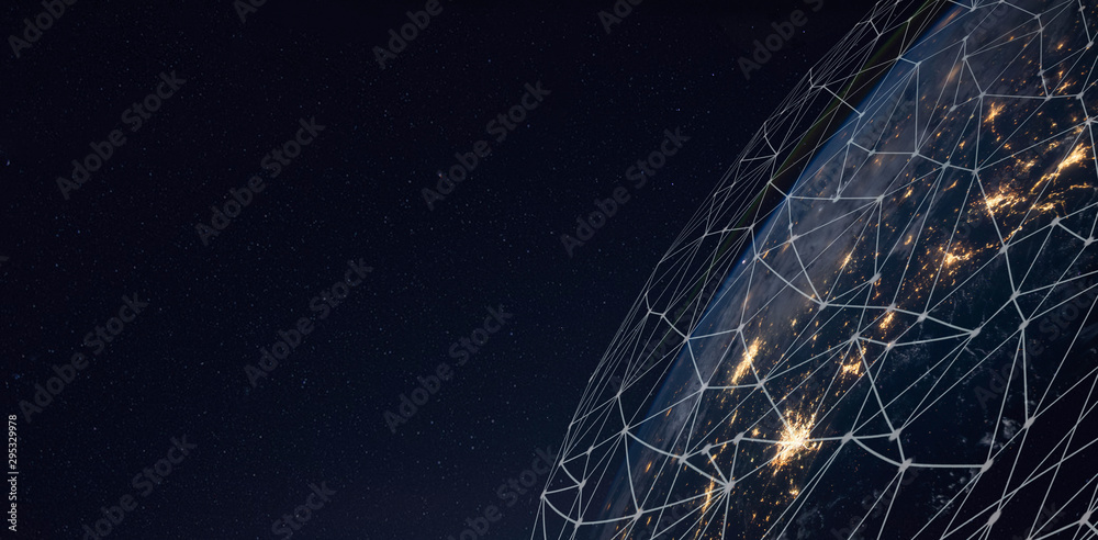 Wall mural global network for the exchange of data on the planet earth. elements of this image furnished by nas