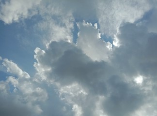 Blue sky and white clouds for design backgrounds and textures. It is also part of the atmosphere or space that can be seen from the surface of the earth.