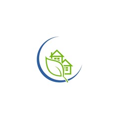 Fototapeta premium Home with leaf logo template