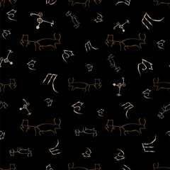 Seamless pattern with cave drawings.