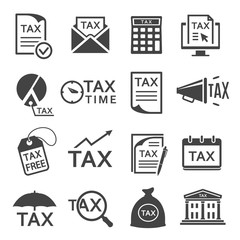 Tax bills paying glyph icons vector set