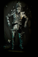 Fototapeta premium Portrait of mime artist with unnatural buttherflies around