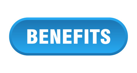 benefits button. benefits rounded blue sign. benefits