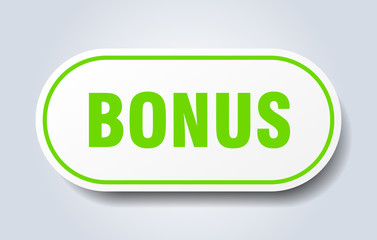 bonus sign. bonus rounded green sticker. bonus