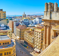 Malaga cityscape with unfinished tower, Spain