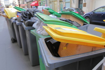 Public rubbish collection bin Paris France - 295334118