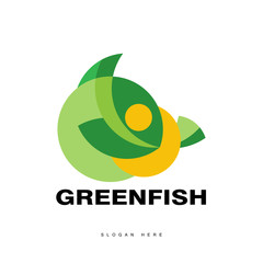 The green fish logo with golden ratio design