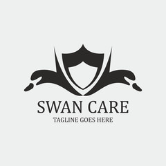 Swan care logo design template. Vector illustration