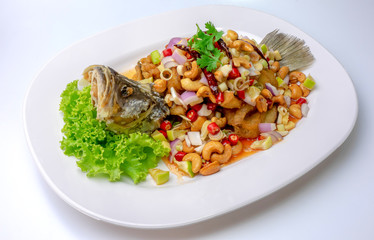 Fried fish with mixed herb