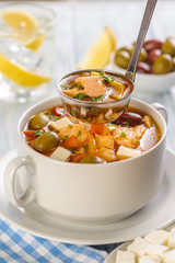 Fish soup with salmon and vegetables.