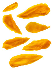 Naklejka premium Dried Mango Fruit Isolated on White Background. Selective focus.