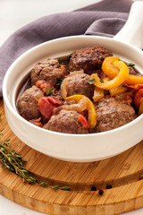 Meatballs with vegetables.
