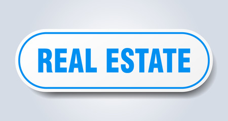 real estate sign. real estate rounded blue sticker. real estate