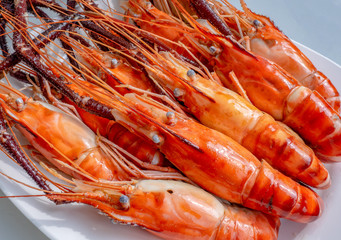 grill lobsters on white plate