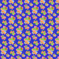 Fototapeta na wymiar Mumaple leaves lti-colored on a blue background. Vector illustration 
