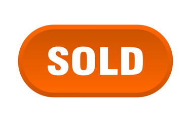 sold button. sold rounded orange sign. sold
