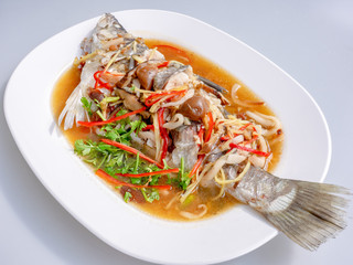 Thai Food STEAM FISH WITH PLUM SAUCE