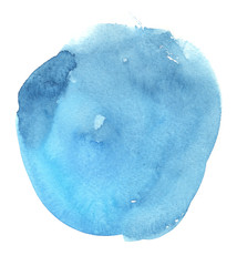 Blue Watercolor Hand drawn isolated spray on grain paper texture