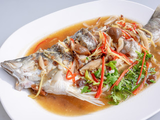 Thai Food STEAM FISH WITH PLUM SAUCE