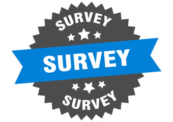 survey sign. survey blue-black circular band label