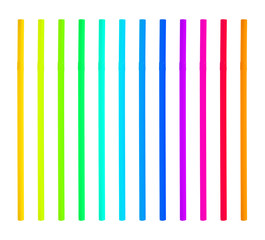 colorful plastic straw set isolated on white background