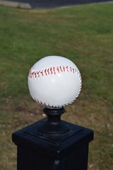 Vértice baseball on top of a fence post