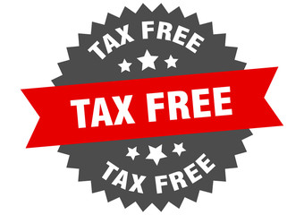 tax free sign. tax free red-black circular band label