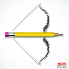 3d pencil with drawn bow 