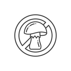Mushroom free line color icon. Allergenic ingredient. Food intolerance. Sign for web page, mobile app, button, logo.