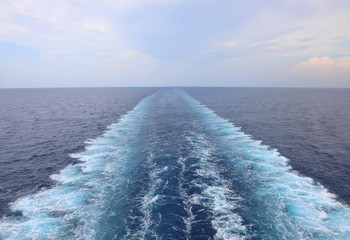 wake of ship on the water