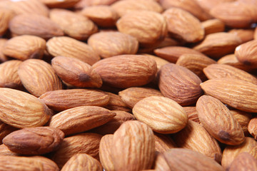 Almond background. Whole almonds.