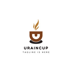 Letter U Cup Logo Design Simple, Concept Letter U + Icon Cup Coffee.