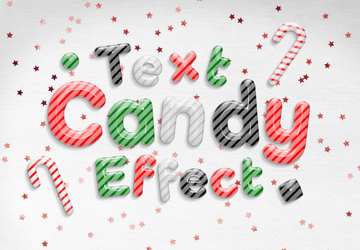 Candy Cane Text Effect Mockup