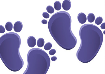 Collection of baby legs. Baby steps set illustration - pair of colored footprints in a flat style.