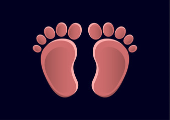 Baby feet icon flat element isolated on dark background. Element for your design.
