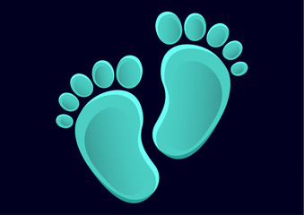 Baby feet icon flat element isolated on dark background. Element for your design.
