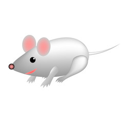 Gray white mouse on a white background. Isolated. Vector illustration.