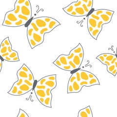 Obraz premium Seamless pattern with butterfly on white background, vector illustration