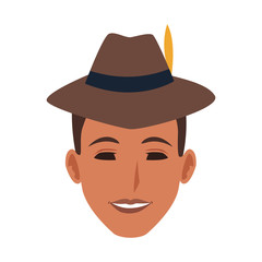 man with hipster hat icon, flat design